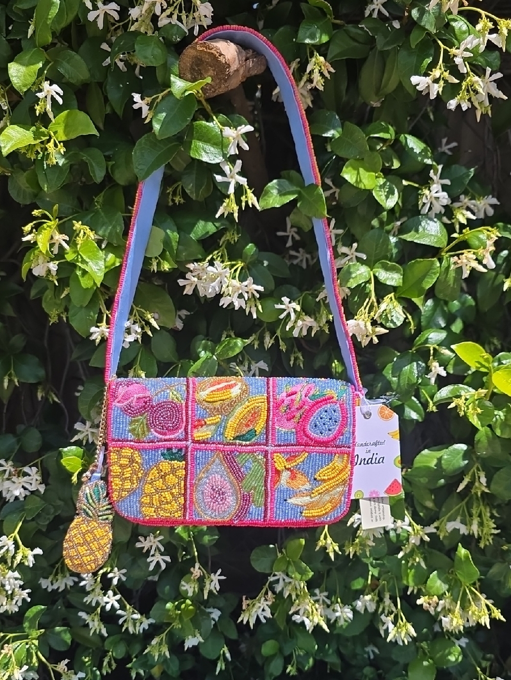 Beaded Viral Tropical Fruit Shoulder Bag with Pineapple Charm